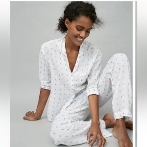 NWT White Pajama Company Cotton Jacquar Pajama Set - Large